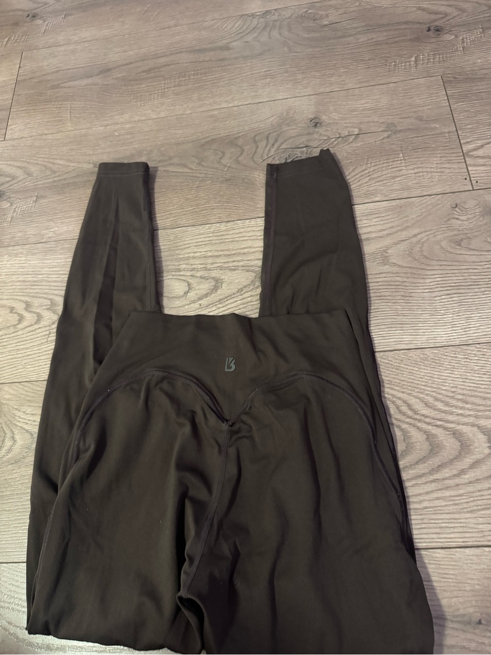 Buffbunny High-Waist Leggings Stretch Glute Contour Chocolate Brown Sz L 28”